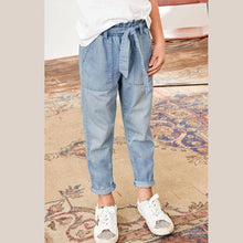 Load image into Gallery viewer, Paperbag Waist Tie Jeans Light Wash (3-12yrs) - Allsport