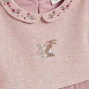 Pink Baby Bunny Embroidery Detailed Tutu Dress (0mths-18mths)