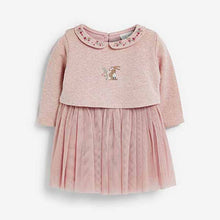 Load image into Gallery viewer, Pink Baby Bunny Embroidery Detailed Tutu Dress (0mths-18mths)