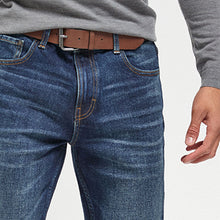 Load image into Gallery viewer, Blue Straight Fit Belted Jeans