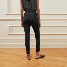 Load image into Gallery viewer, Black Elastic Back Skinny Zip Detail Trousers