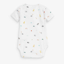 Load image into Gallery viewer, White 4 Pack Bright Elephant Short Sleeved Bodysuits - Allsport