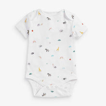 Load image into Gallery viewer, White 4 Pack Bright Elephant Short Sleeved Bodysuits - Allsport