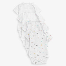 Load image into Gallery viewer, White 4 Pack Bright Elephant Short Sleeved Bodysuits - Allsport
