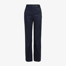 Load image into Gallery viewer, Navy Linen Blend Boot Cut Trousers - Allsport