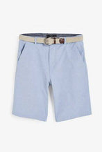 Load image into Gallery viewer, Light Blue Straight Fit Belted Oxford Chino Shorts - Allsport