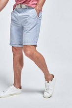 Load image into Gallery viewer, Light Blue Straight Fit Belted Oxford Chino Shorts - Allsport