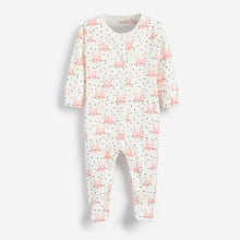 Load image into Gallery viewer, Monochrome Bunny 3 Pack Baby Sleepsuits (0-18mths)