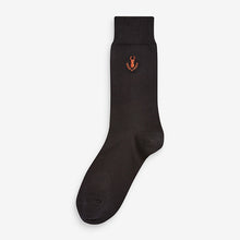 Load image into Gallery viewer, Black Multi Stag Embroidered Stag 5 Pack Socks - Allsport