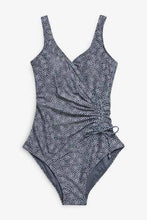 Load image into Gallery viewer, Charcoal Print Ruched Side Shape Enhancing Swimsuit - Allsport