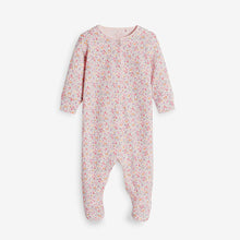 Load image into Gallery viewer, 3 Pack Pink Embroidered Detail Baby Sleepsuits (0-18mths) - Allsport