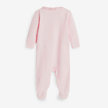 Load image into Gallery viewer, 3 Pack Pink Embroidered Detail Baby Sleepsuits (0-18mths) - Allsport