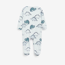 Load image into Gallery viewer, 2 Pack Blue Dinosaur Zip Baby Sleepsuits (0mths-18mths) - Allsport