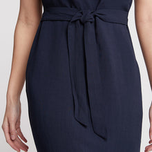 Load image into Gallery viewer, Navy Linen Blend Belted Dress - Allsport