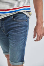 Load image into Gallery viewer, Dark Blue Skinny Fit Vintage Wash Denim Shorts - Allsport