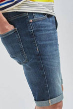 Load image into Gallery viewer, Dark Blue Skinny Fit Vintage Wash Denim Shorts - Allsport