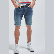 Load image into Gallery viewer, Dark Blue Skinny Fit Authentic Vintage Denim Shorts With Stretch - Allsport