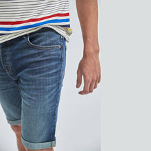 Load image into Gallery viewer, Dark Blue Skinny Fit Authentic Vintage Denim Shorts With Stretch - Allsport