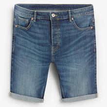 Load image into Gallery viewer, Dark Blue Skinny Fit Authentic Vintage Denim Shorts With Stretch - Allsport