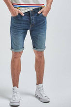 Load image into Gallery viewer, Dark Blue Skinny Fit Vintage Wash Denim Shorts - Allsport