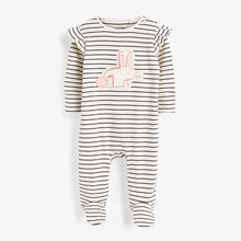 Load image into Gallery viewer, Pink/Charcoal Grey 3 Pack Bunny Sleepsuits (0mths-18mths) - Allsport