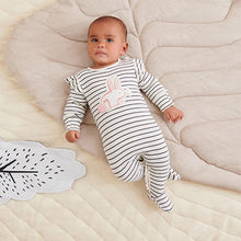 Load image into Gallery viewer, Pink/Charcoal Grey 3 Pack Bunny Sleepsuits (0mths-18mths) - Allsport