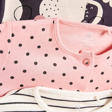 Load image into Gallery viewer, Pink/Charcoal Grey 3 Pack Bunny Sleepsuits (0mths-18mths) - Allsport