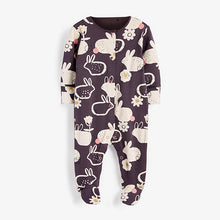 Load image into Gallery viewer, Pink/Charcoal Grey 3 Pack Bunny Sleepsuits (0mths-18mths) - Allsport