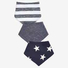 Load image into Gallery viewer, Navy/White 3 Pack Dribble Baby Bibs