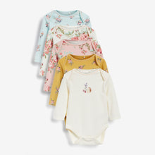 Load image into Gallery viewer, 5 Pack Pink Floral Long Sleeve Baby Bodysuits (0mths-18mths) - Allsport