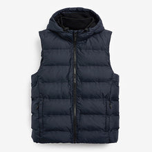 Load image into Gallery viewer, Navy Blue Shower Resistant Heatseal Hooded Gilet