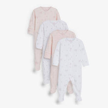 Load image into Gallery viewer, Pink 4 Pack Delicate Bunny Sleepsuits (0-12mths) - Allsport
