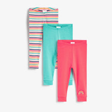 Load image into Gallery viewer, Bright Pink 3 Pack Ribbed Leggings (0mths-18mths) - Allsport