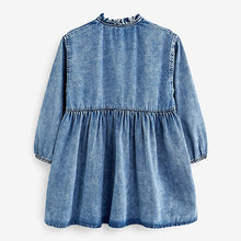 Load image into Gallery viewer, Denim Frill Neck Dress (3-12yrs)