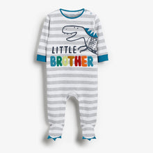 Load image into Gallery viewer, Blue Dinosaur Little Brother Sleepsuit (0-18mths) - Allsport