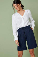 Load image into Gallery viewer, Navy Linen Blend Knee Shorts - Allsport