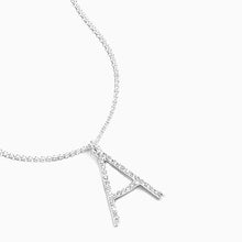Load image into Gallery viewer, Silver Tone Pavé Initial Necklace