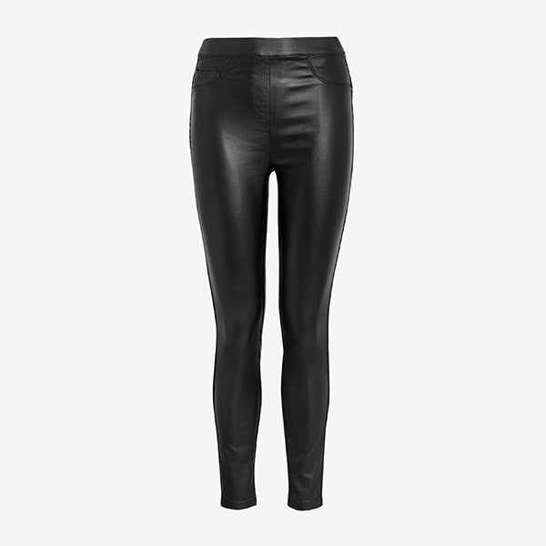 Black Sculpt Pull On Coated Leggings