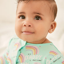 Load image into Gallery viewer, Baby Sleepsuit Green Daddy (0-18mths)