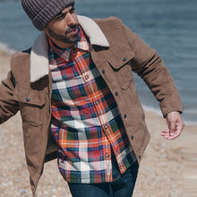Load image into Gallery viewer, Tan Brown Faux Suede Borg Collared Trucker Jacket