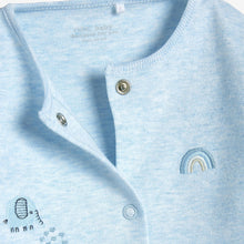 Load image into Gallery viewer, 3 Pack Blue Safari Embroidered Baby Sleepsuits (0-18mths) - Allsport