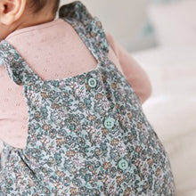 Load image into Gallery viewer, Green Floral Ditsy Baby Dungarees (0mths-2yrs)