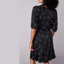 Load image into Gallery viewer, Black Spot Crepe Wrap Dress - Allsport
