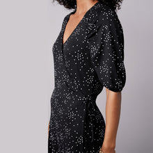 Load image into Gallery viewer, Black Spot Crepe Wrap Dress - Allsport