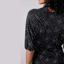 Load image into Gallery viewer, Black Spot Crepe Wrap Dress - Allsport