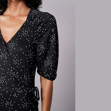 Load image into Gallery viewer, Black Spot Crepe Wrap Dress - Allsport