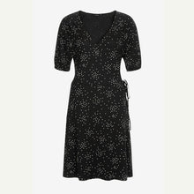 Load image into Gallery viewer, Black Spot Crepe Wrap Dress - Allsport