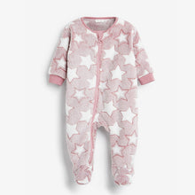 Load image into Gallery viewer, Star Pink Baby Fleece Sleepsuit (0mth - 18mths)