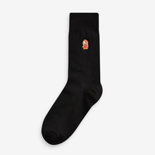 Load image into Gallery viewer, Black Bright Monster Embroidered Socks (Men) - Allsport