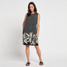 Load image into Gallery viewer, Black Floral Linen Blend Shift Dress - Allsport